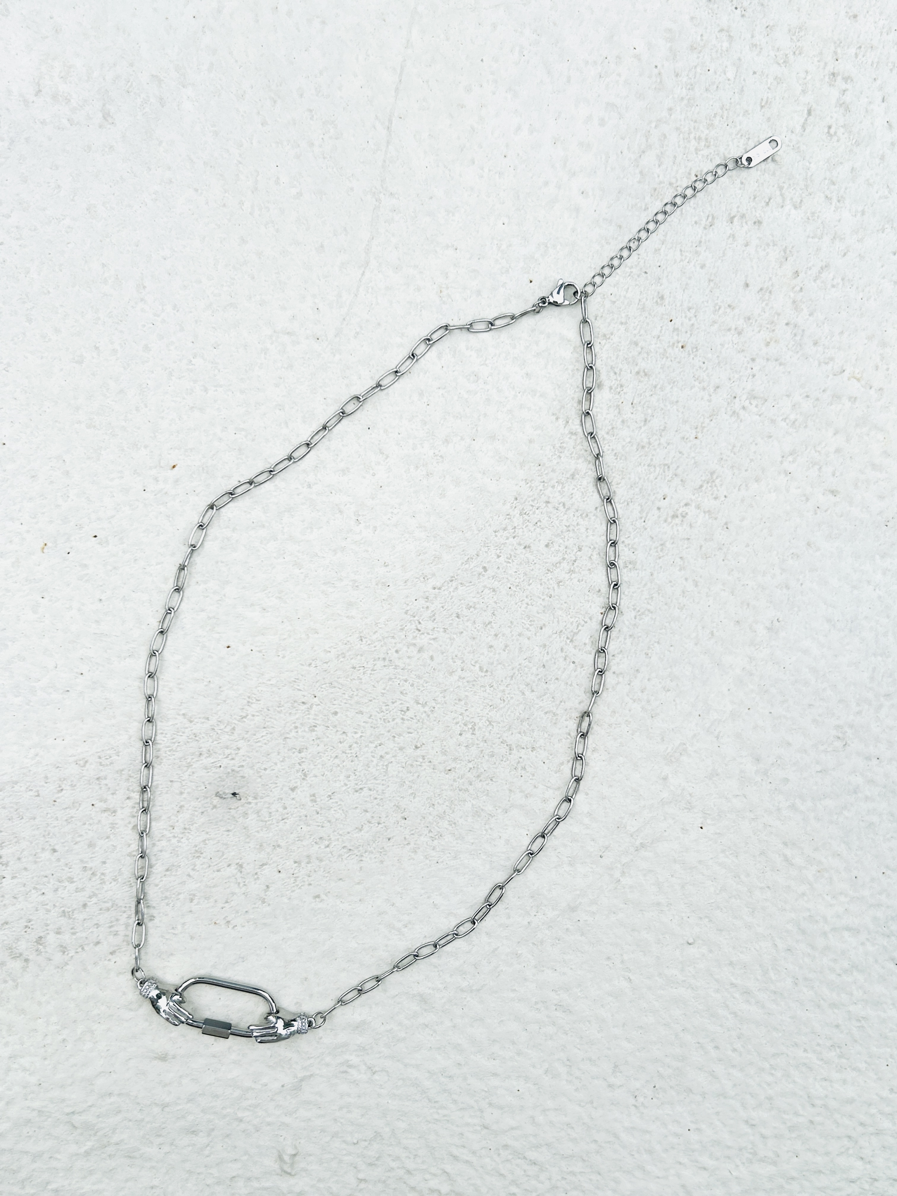 Silver hand stainless necklace