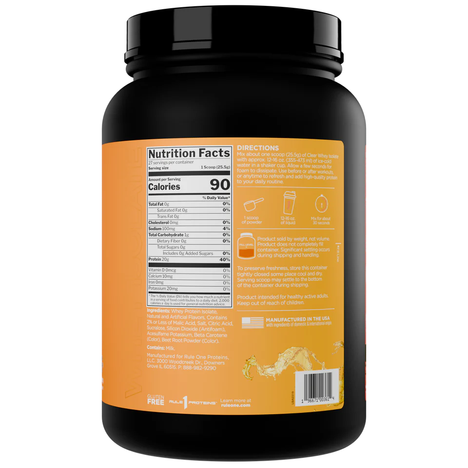 R1 Protein - Clear Whey Isolate 27sev (Peach Mango) (現)