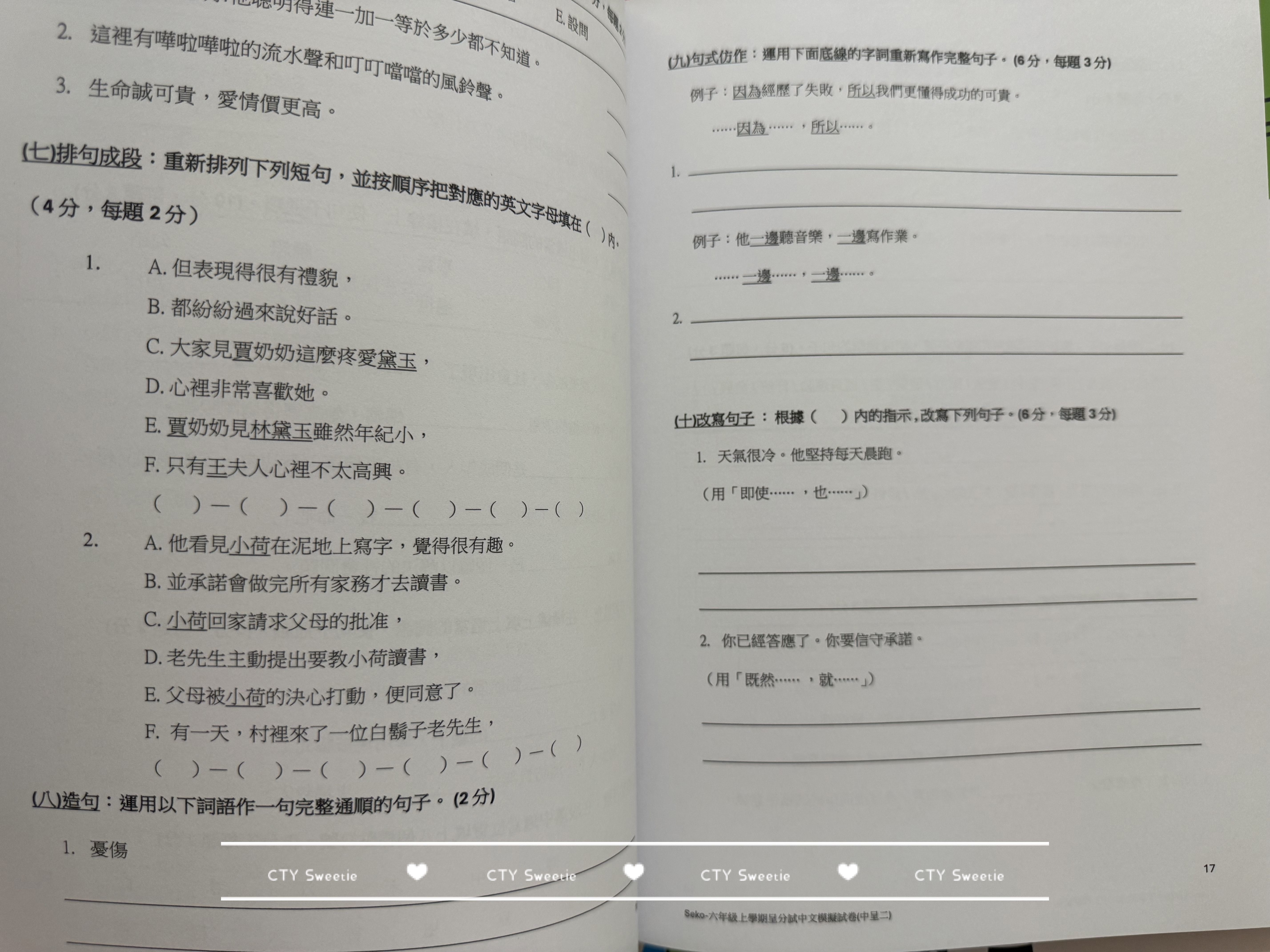 呈分試操卷套餐-中英數呈一二三共9本