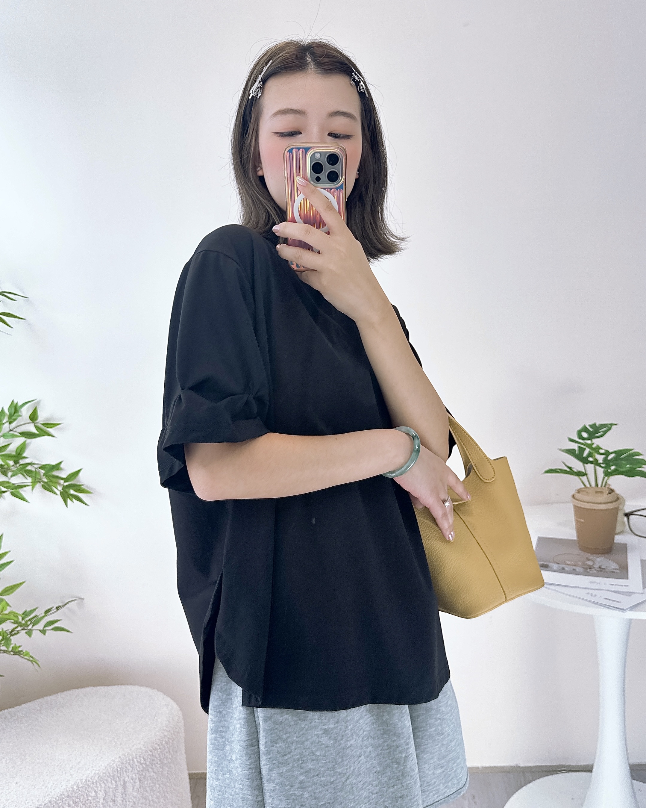 簡約百搭摺袖薄棉上衣 3色