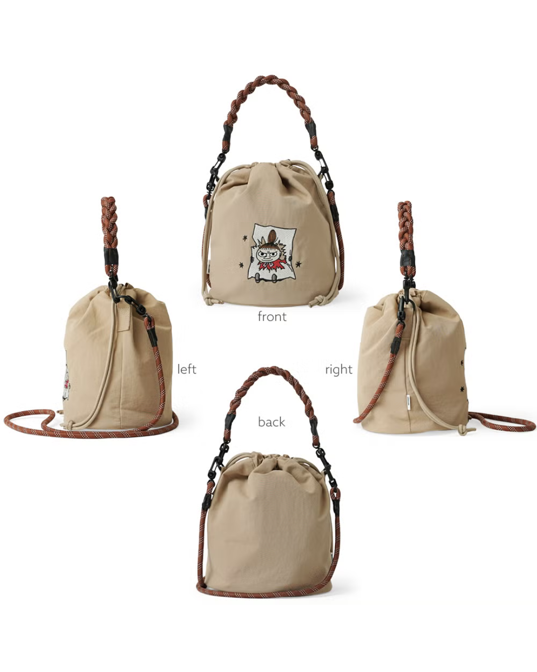 日本代購【 2026新產品 日本直送 精緻刺繡 x 實用度滿分💯 姆明家族 2Way 輕量防潑水索繩袋 Moomin 2Way Drawstring Bag • Water-Repellent Nylon 】