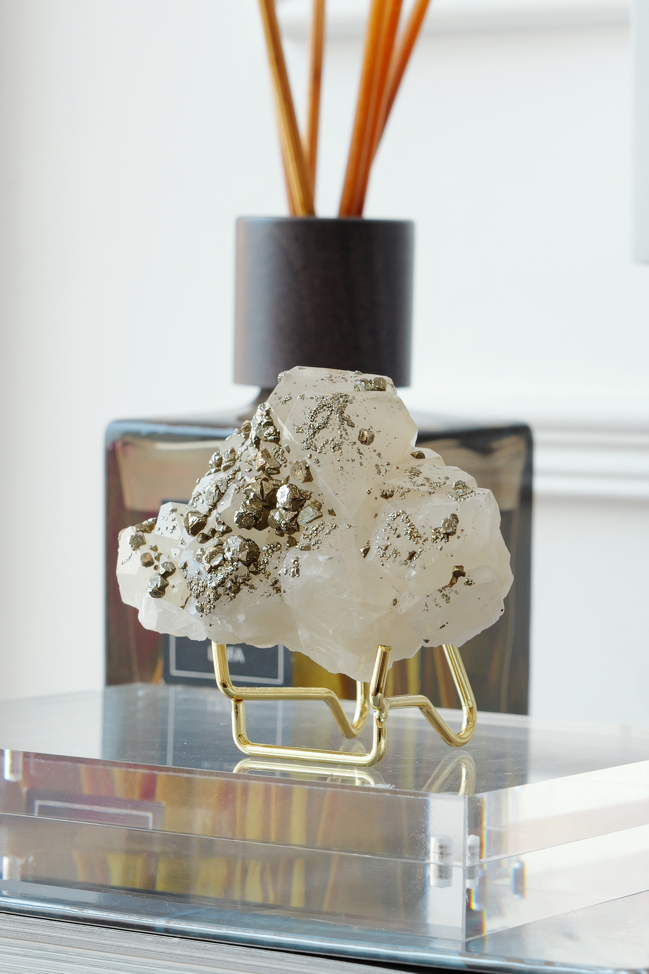 ༒7.9cm黃鐵礦共生 雲朵形方白解石擺件༒ PY.0387C30G1MM-RB5*A19