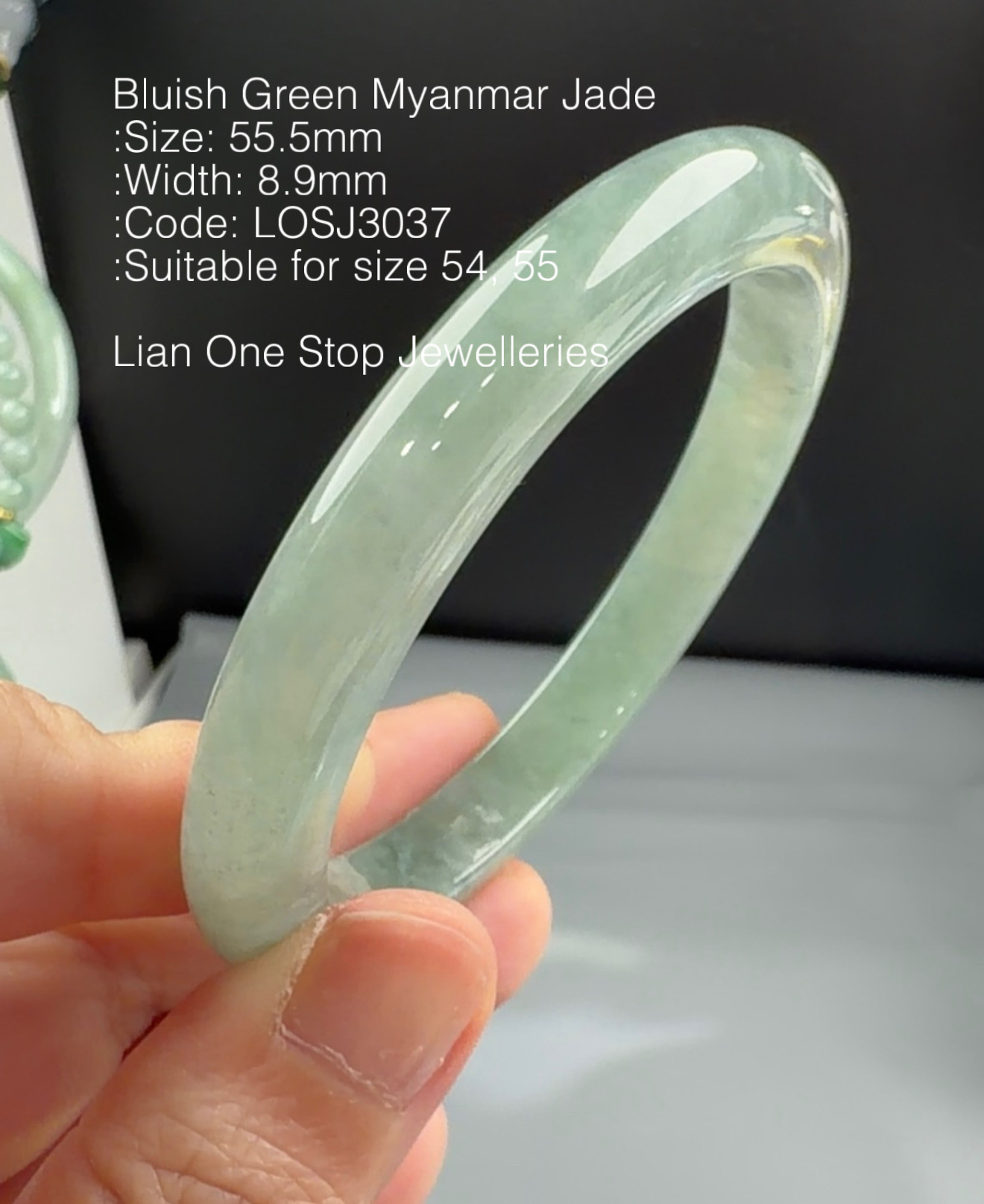 5.55cm Code: LOSJ3037 Bluish Green Myanmar Jade