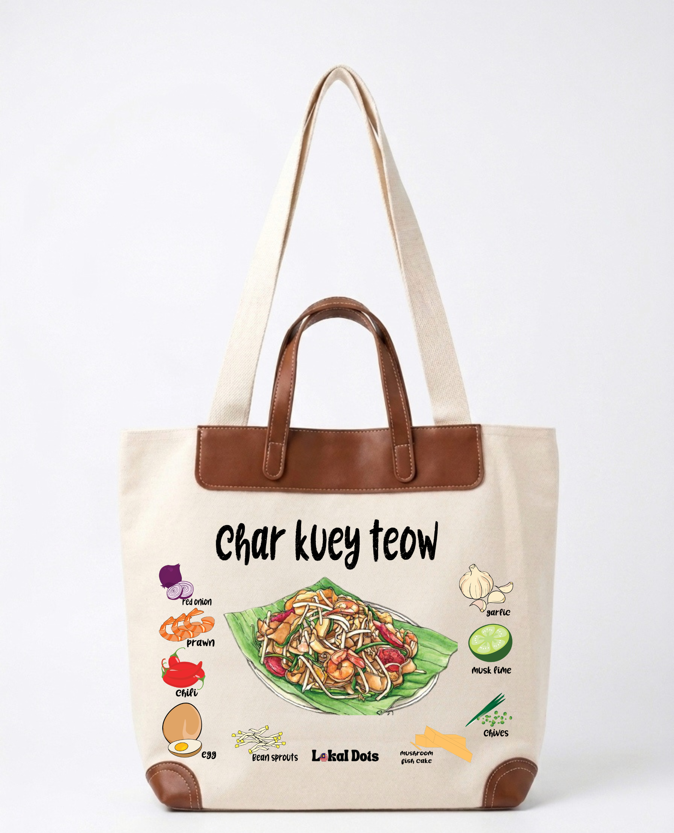 LD77 - PU Handle Tote Bag Char Kuey Teow