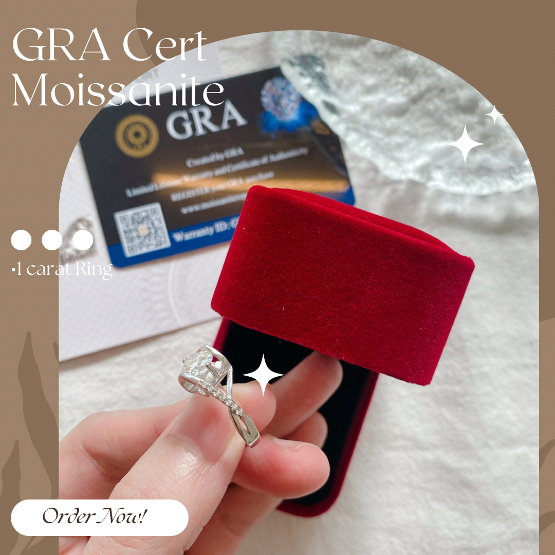 Moissanite Collection 1 carat Ring 033 【FREE size: Adjustable Ring】