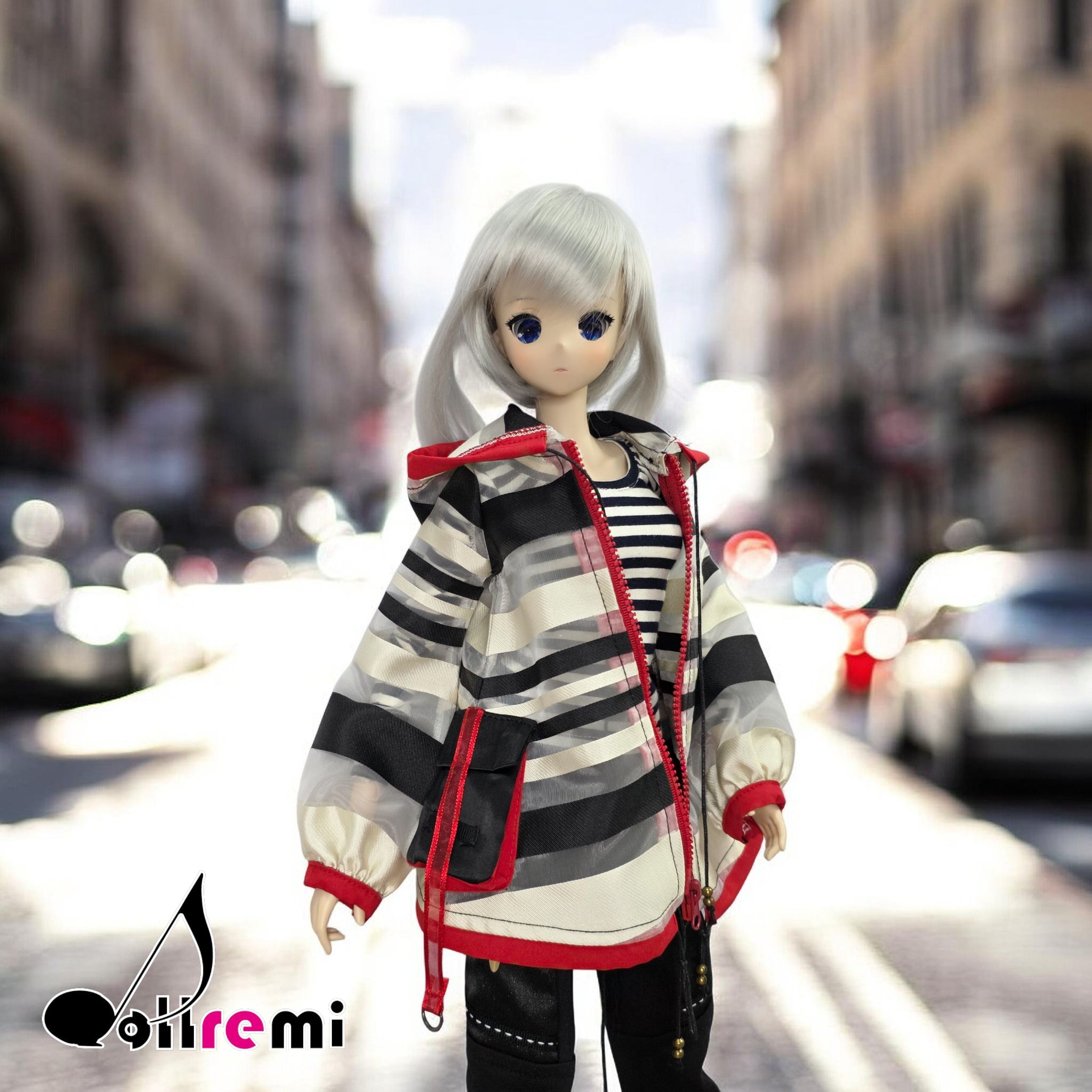 【dollremi】(DD0640)透明黑白間條外套 Sheer black and white striped jacket