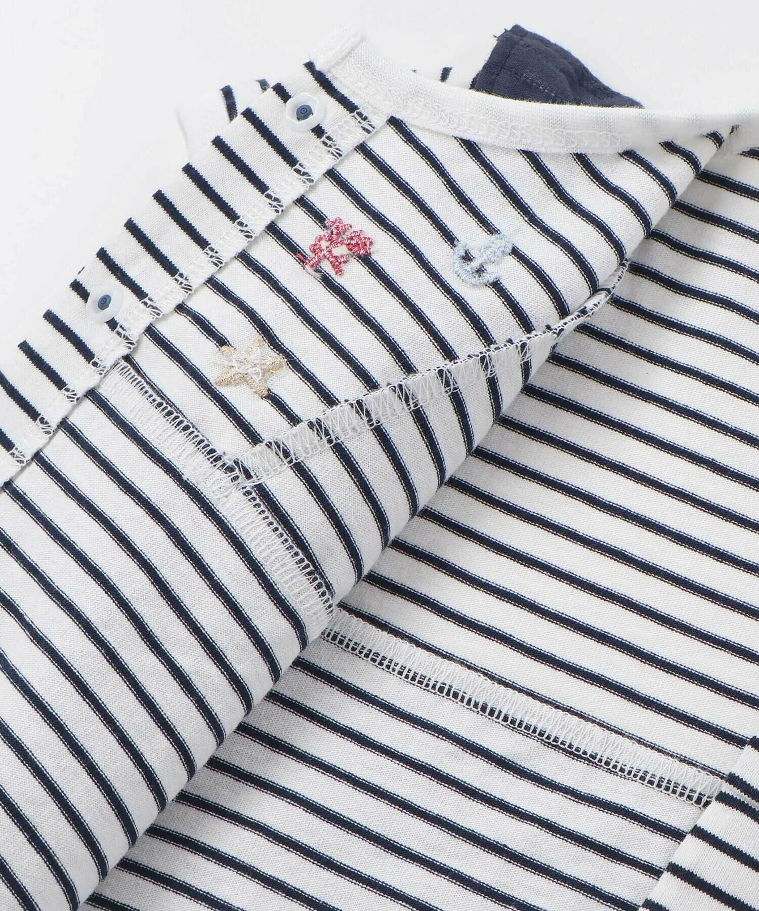 🇯🇵預訂 日本直送🇯🇵Slap Slip Baby兩色海洋風刺繡荷葉邊吊帶短袖包屁裙