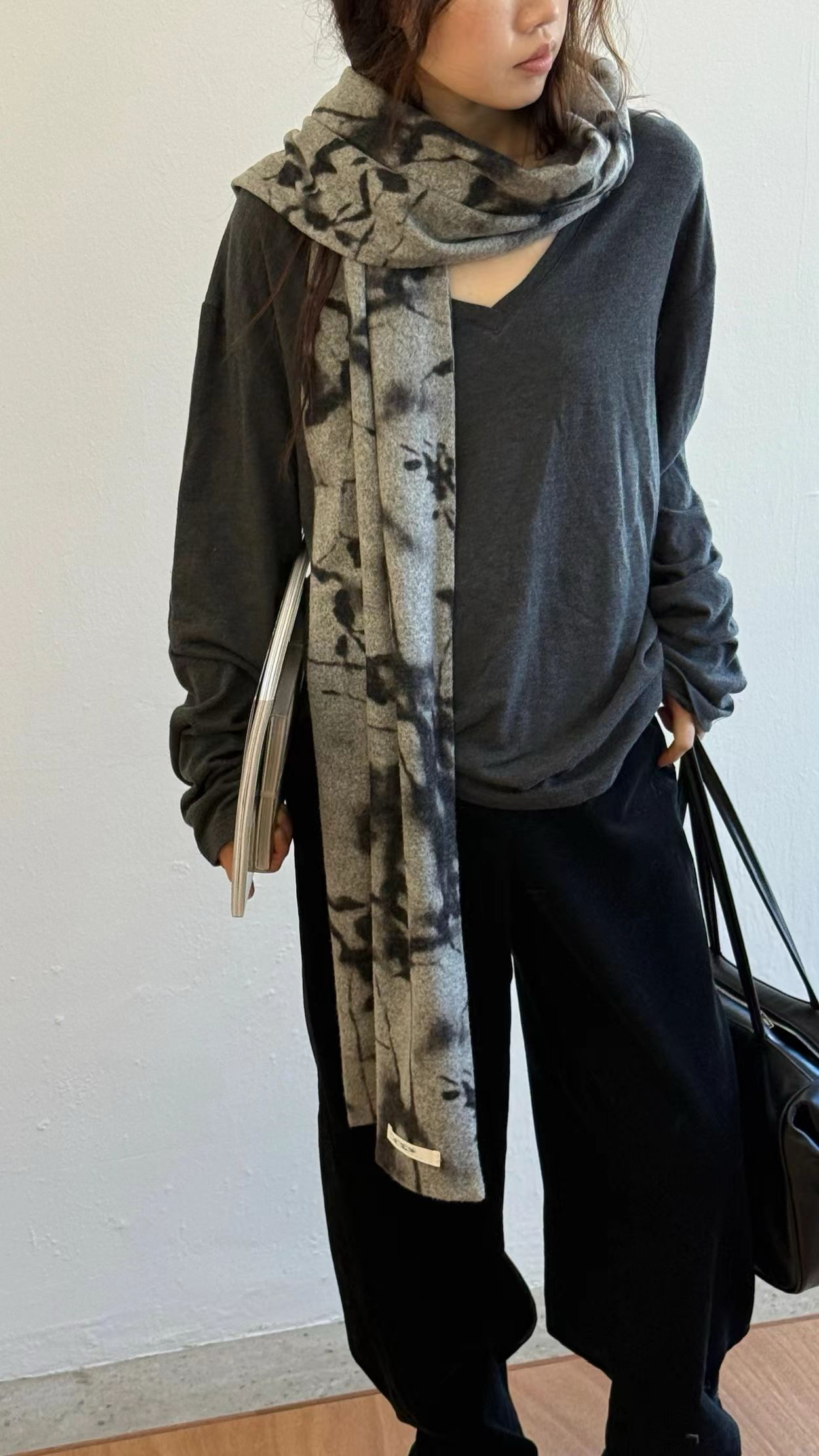 Flower ink scarf