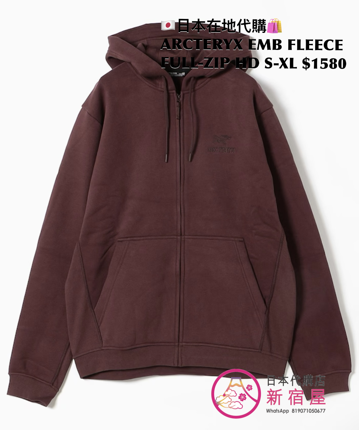 ARCTERYX EMBLEM FLEECE FULL-ZIP HOODIE