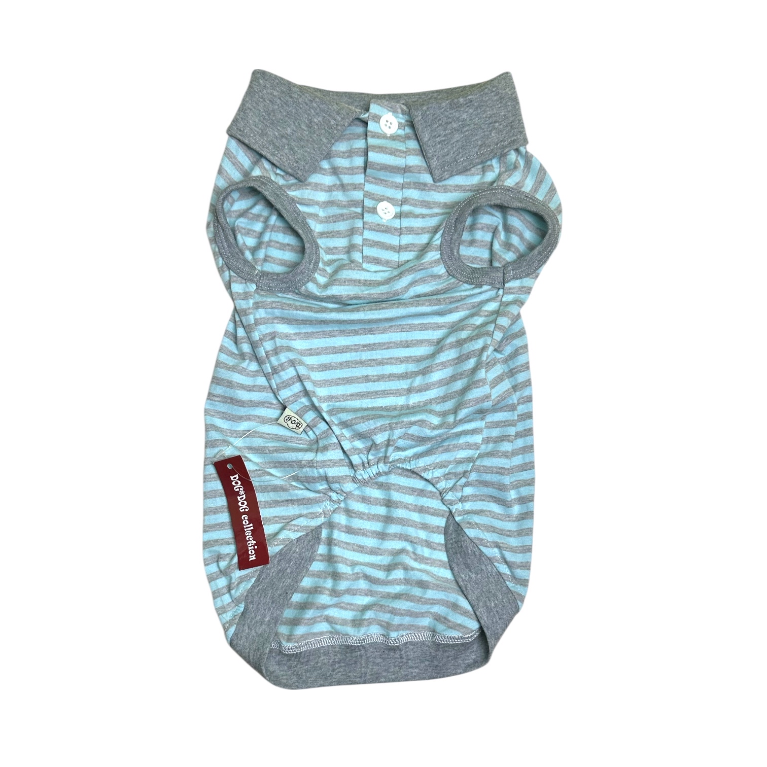 S553GB 條子POLO TEE-灰藍 Grey Blue