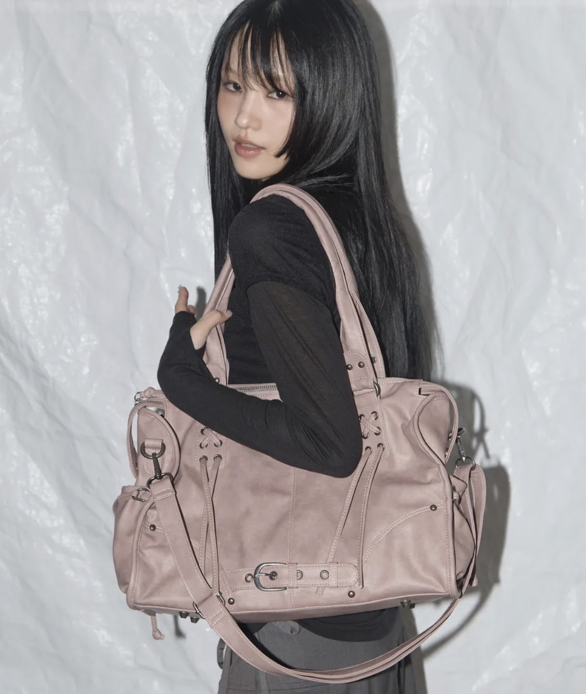 Fancyclub BELTED WASHING LEATHER BAG (PINK) F25QE990