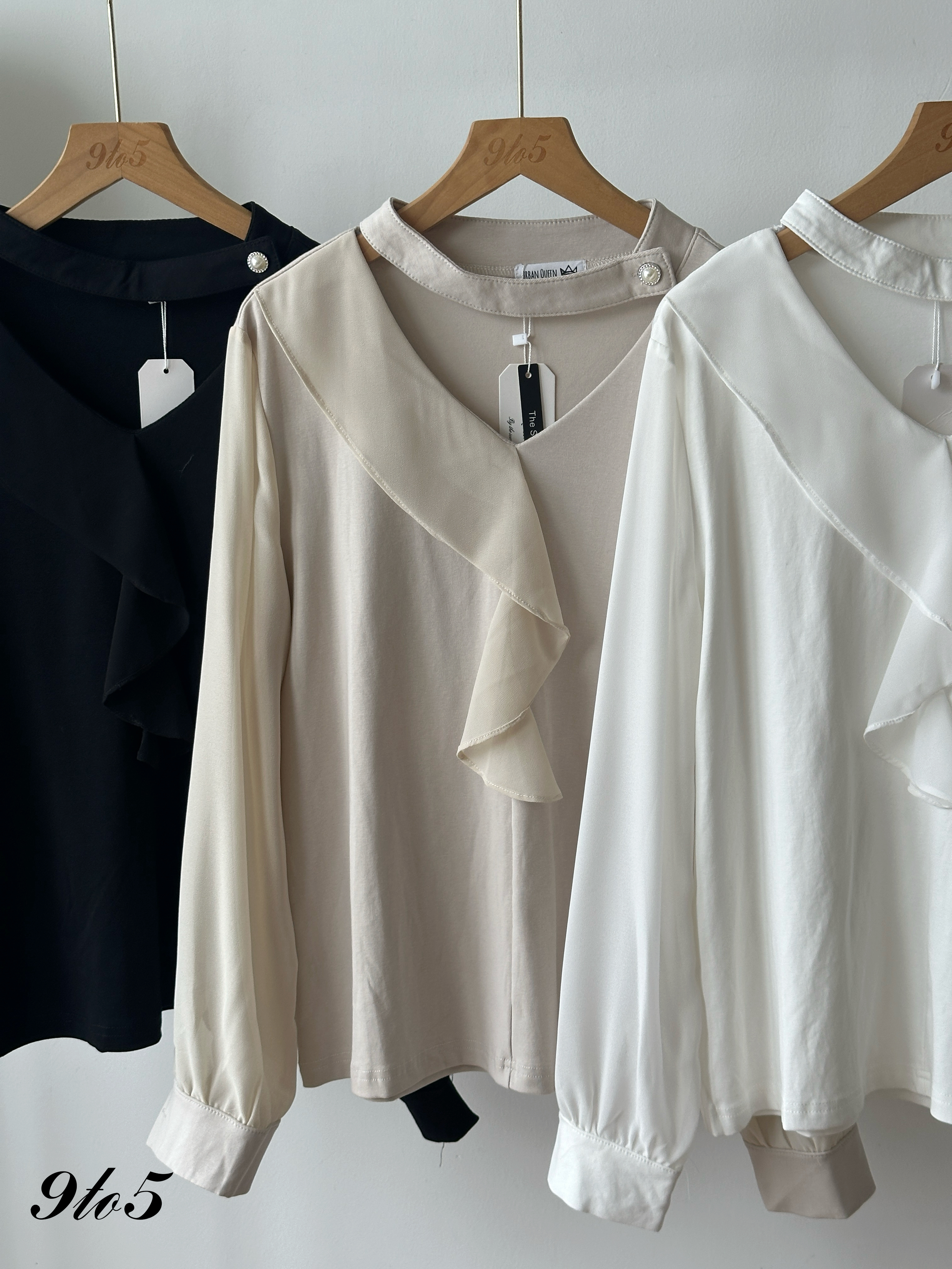 T4409 Tie-Neck Ruffle Blouse - 3 Colors 