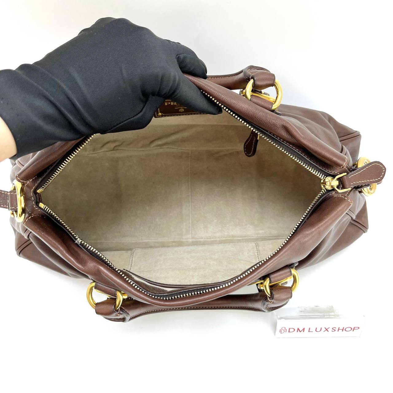 Prada Brown Leather Tote Bag GHW