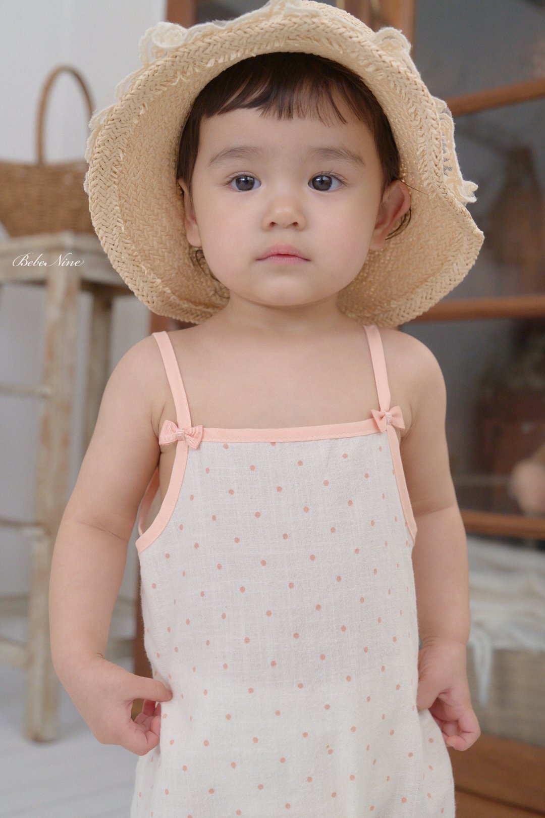 ☀️預訂 韓國直送☀️🇰🇷Bebenine兩色波點絲帶吊帶連身服