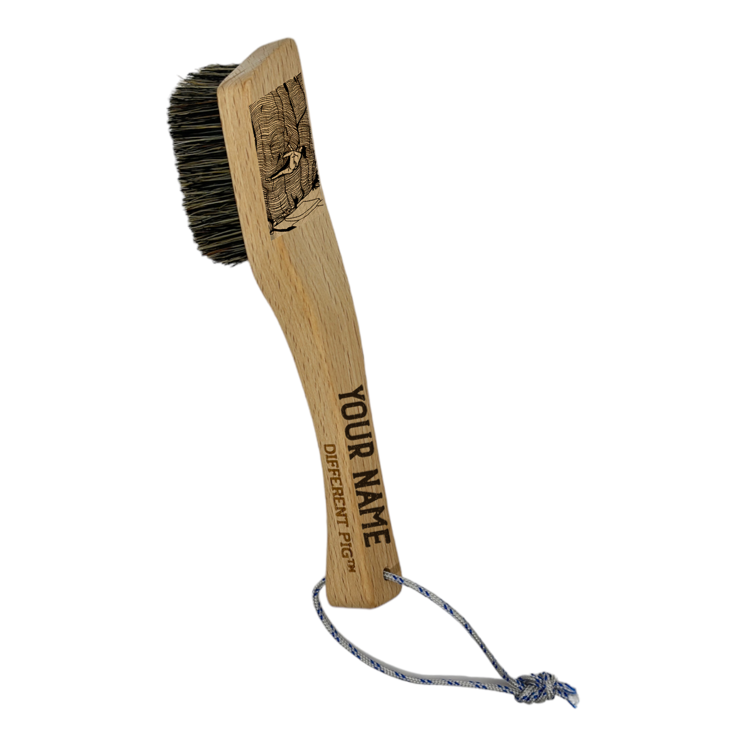 【來圖訂製】𝗗𝗜𝗙𝗙𝗘𝗥𝗘𝗡𝗧 𝗣𝗜𝗚™ OG brush with paracord fully customised by you 刻圖大豬攀岩掃