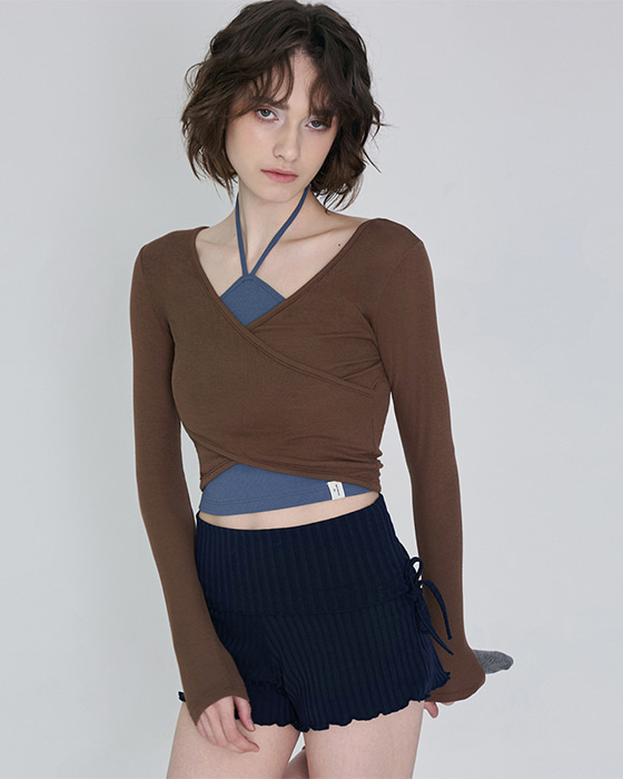 【Two-way wear】預購_DEVI-T0041 Curve Wrap Crop Top by Devi wear