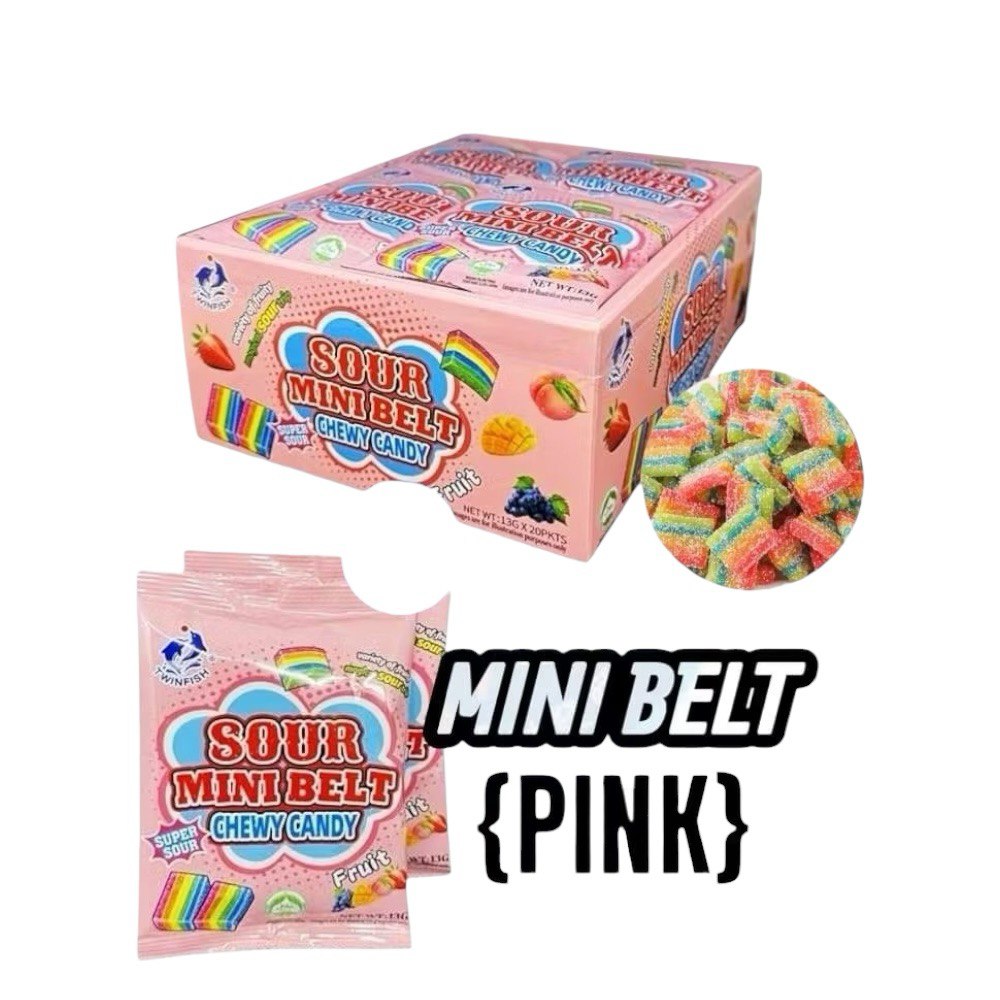 20pcs Twinfish Sour Rod Filled Gummy / Mini Sour Belt Chewy Candy (HALAL)