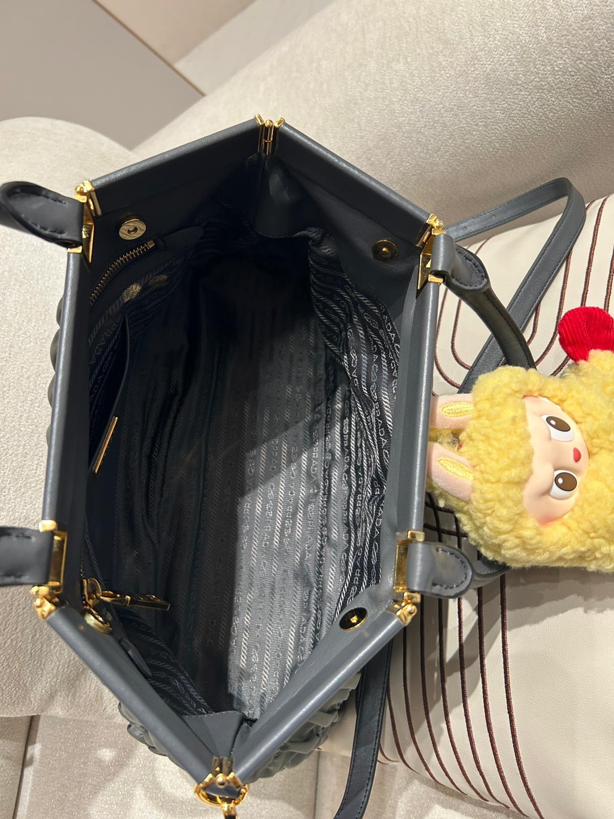 Prada Nylon 2way bag Grey 100%Authentic, 98%New ✅Dust bag