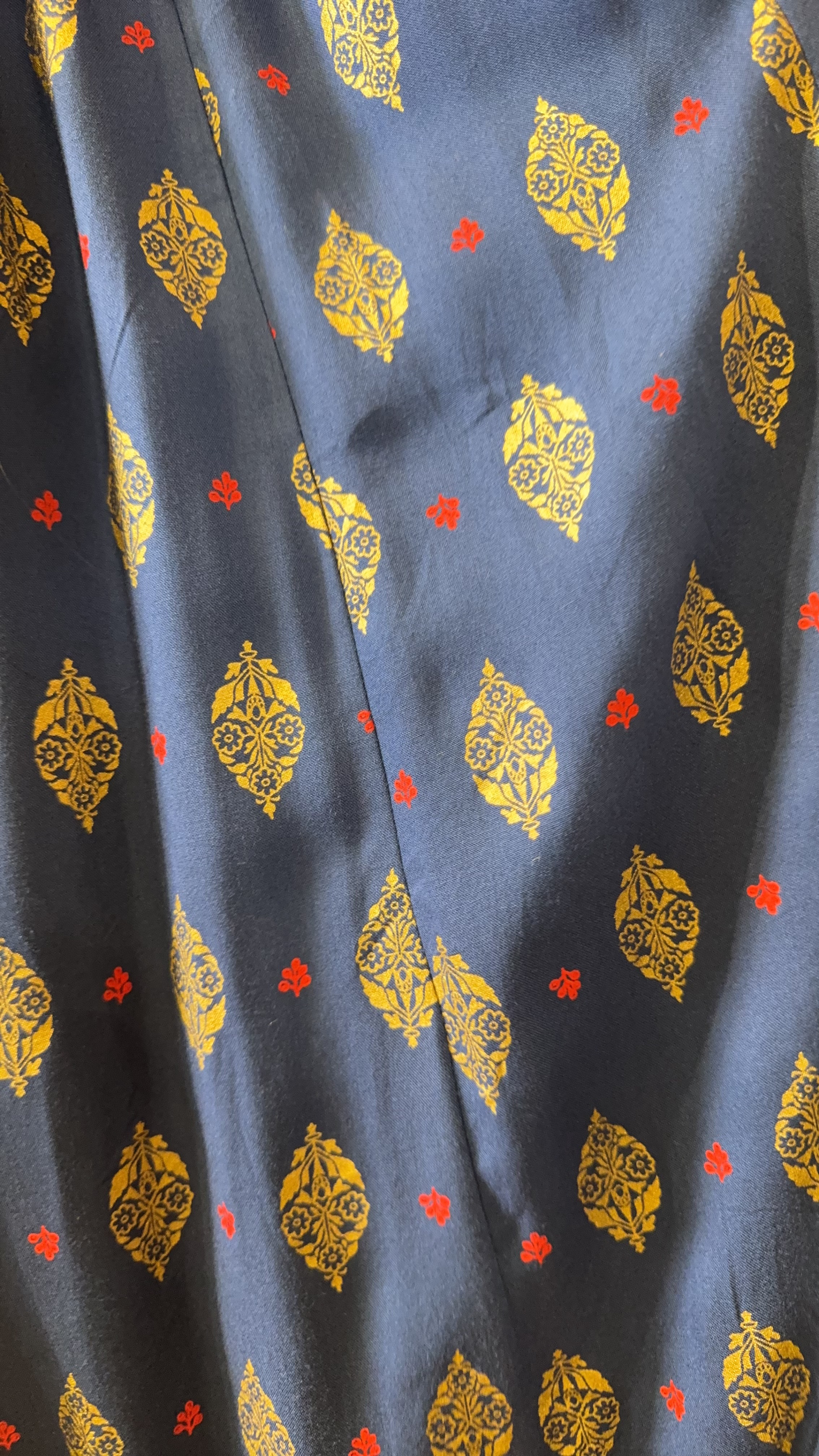 Naby Blue Gold Print Skirt  39" #1379