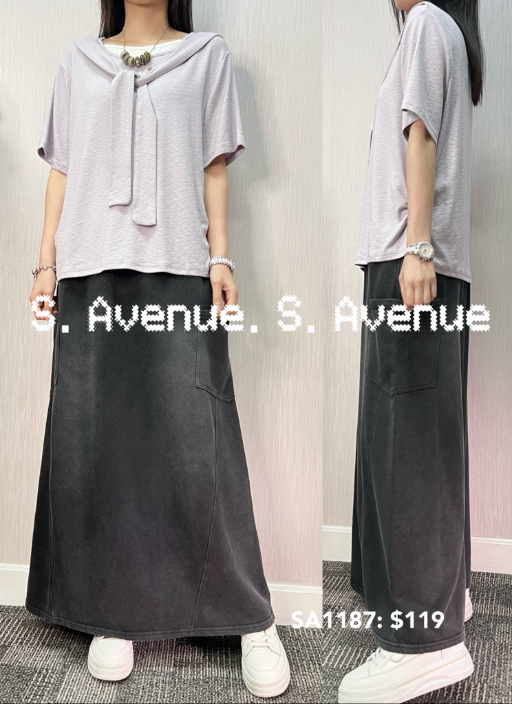 SA1187: 短袖假巾假兩件tee,