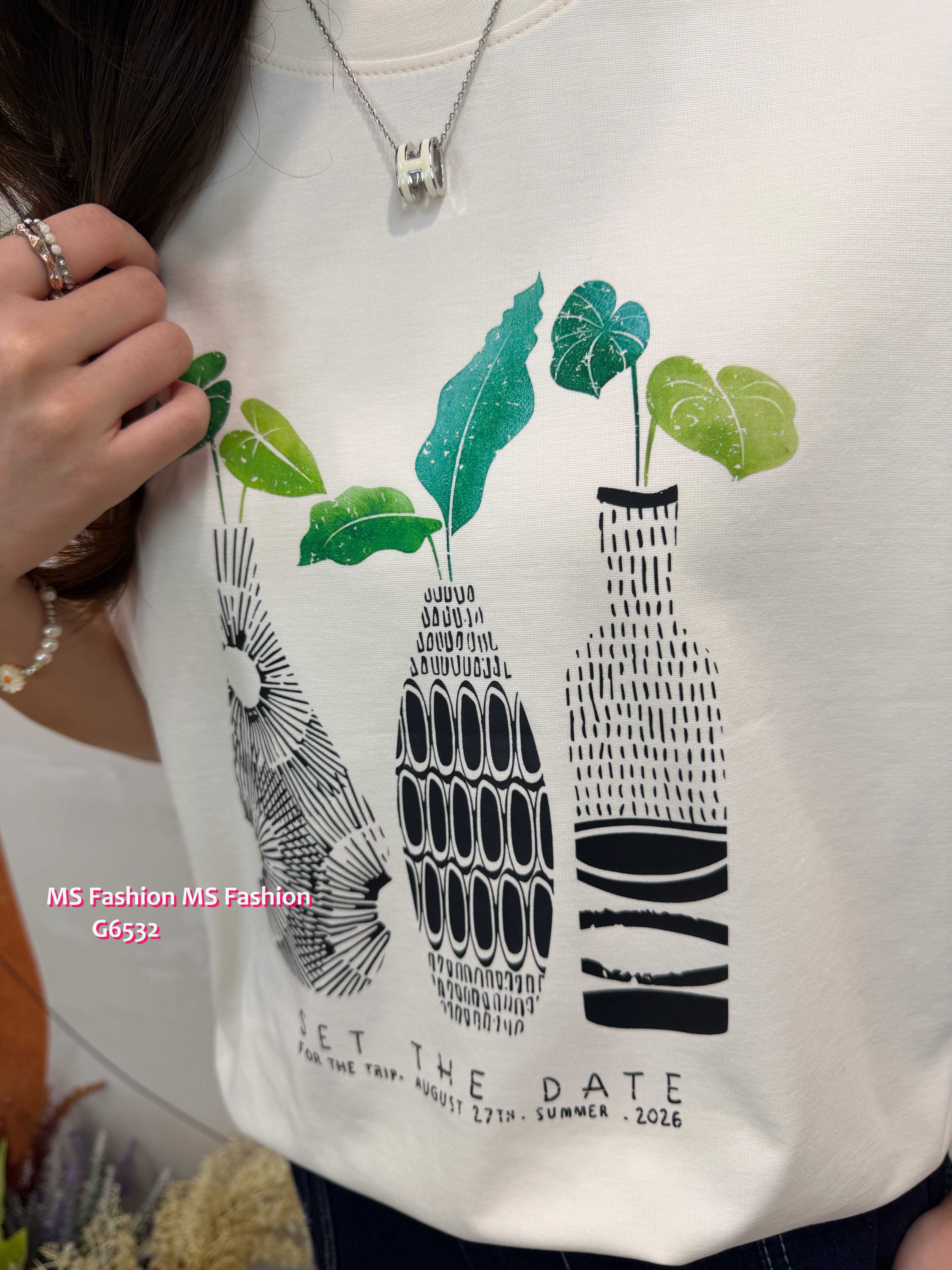G6532 靚花瓶print top