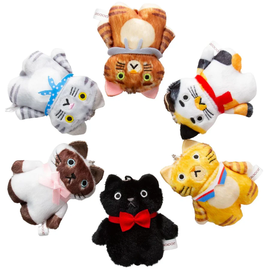 Cacaocat 毛公仔掛飾 - 棕色與白色的貓咪「奶油貓」