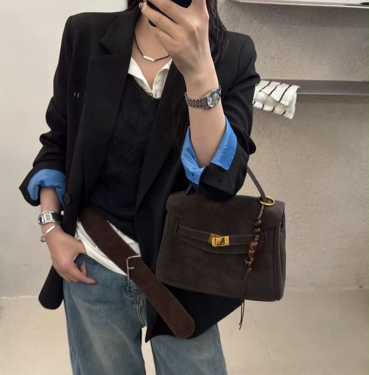 撞色反袖西裝外套