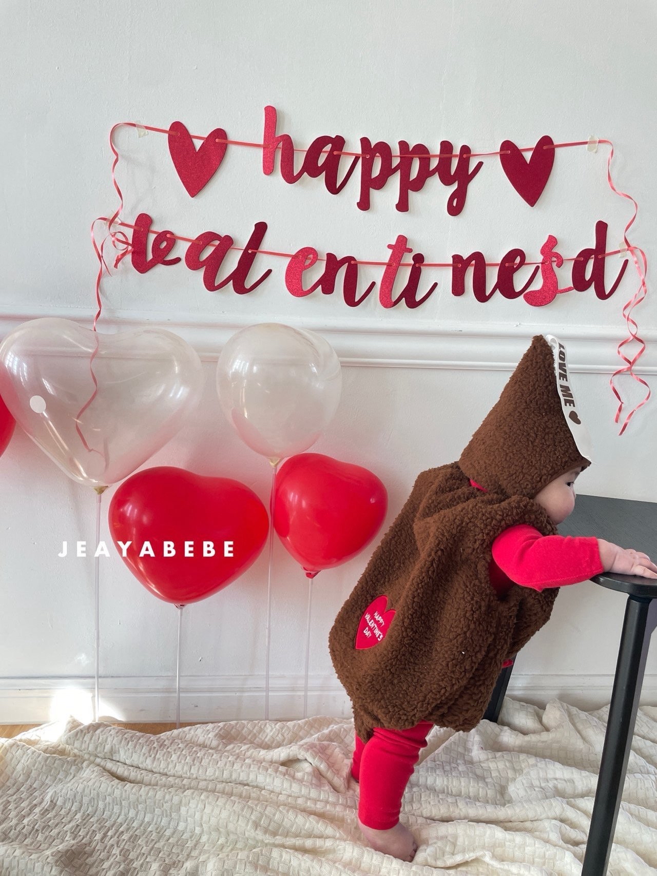Jeayabebe | Valentines Brown set (帽+背心suit)