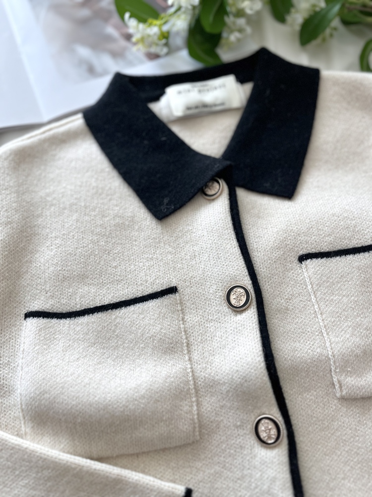 Elise Dual-Tone Cardigan (Cream)