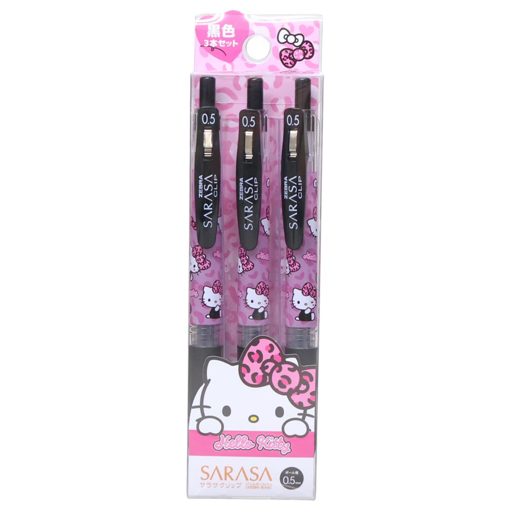 現貨｜【一套3枝】Sanrio Hello Kitty 日本製 Zebra SARASA CLIP 0.5mm 黑色 啫喱筆 套裝 (307176)