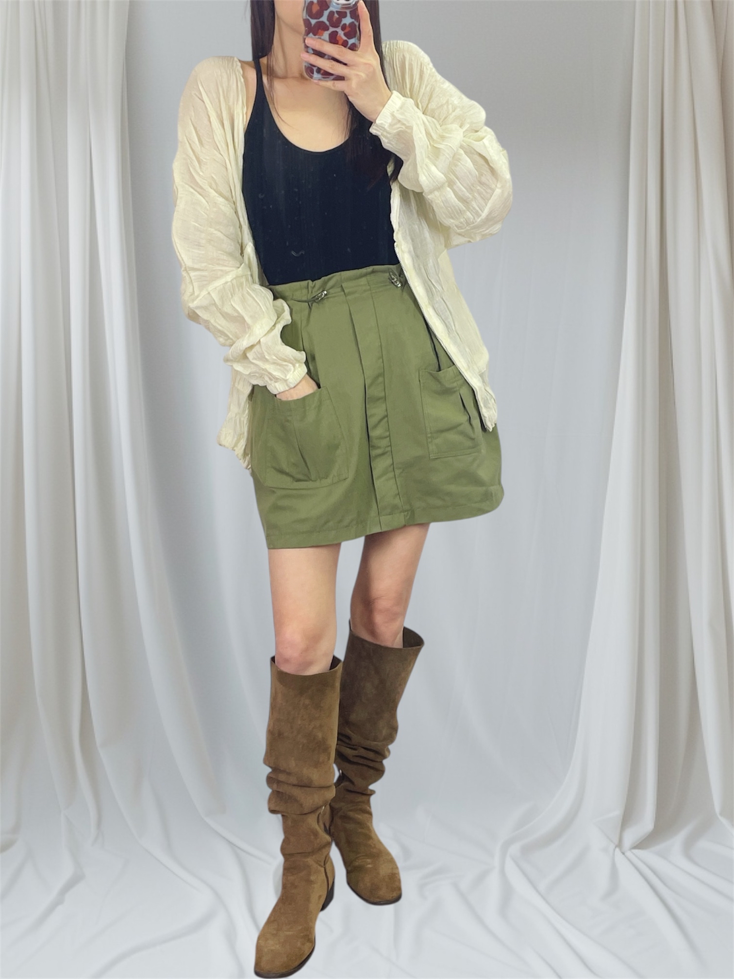 K5550 縐紋雪紡束腳外套