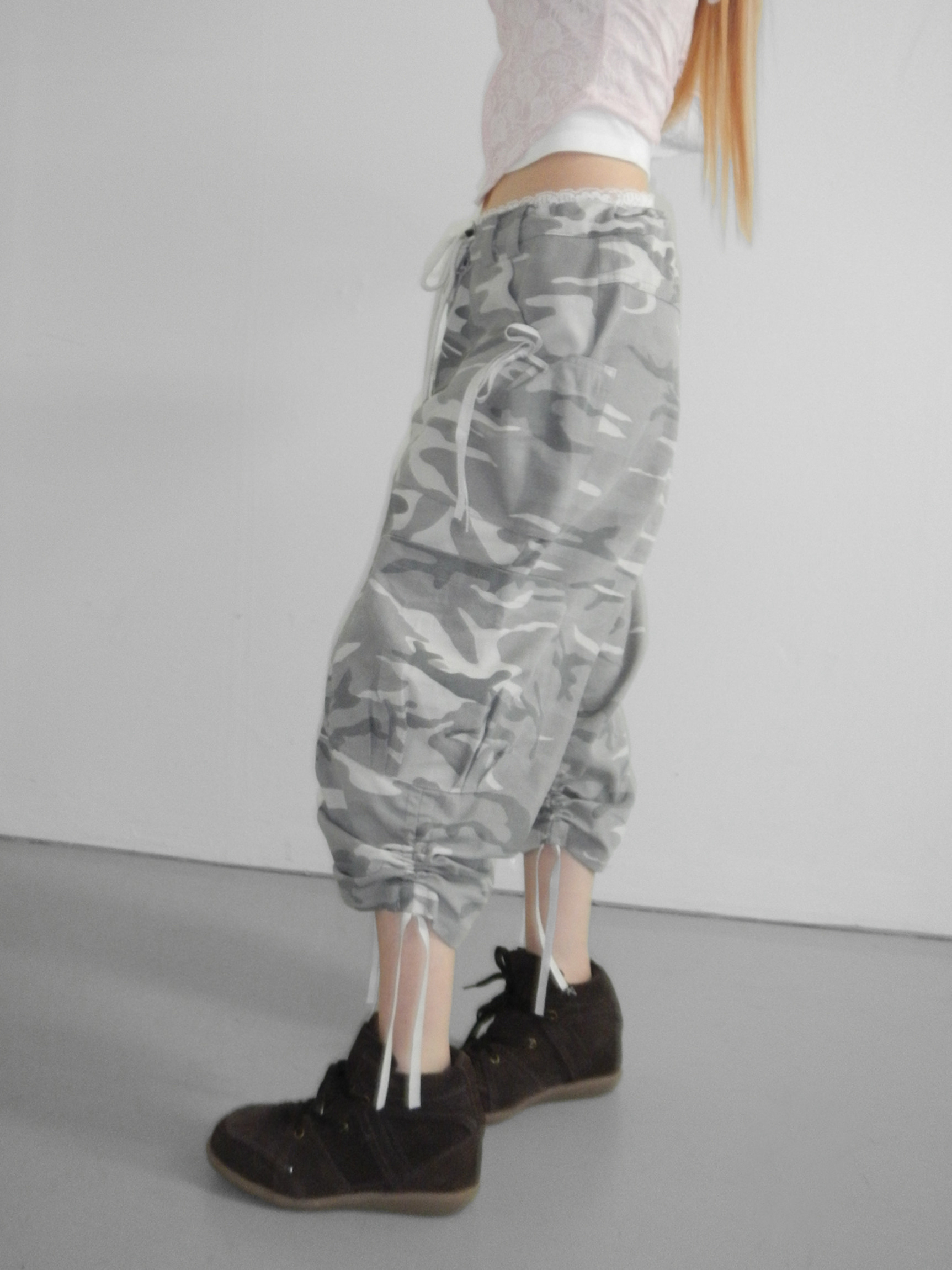Camo Drawstring Cargo Capris