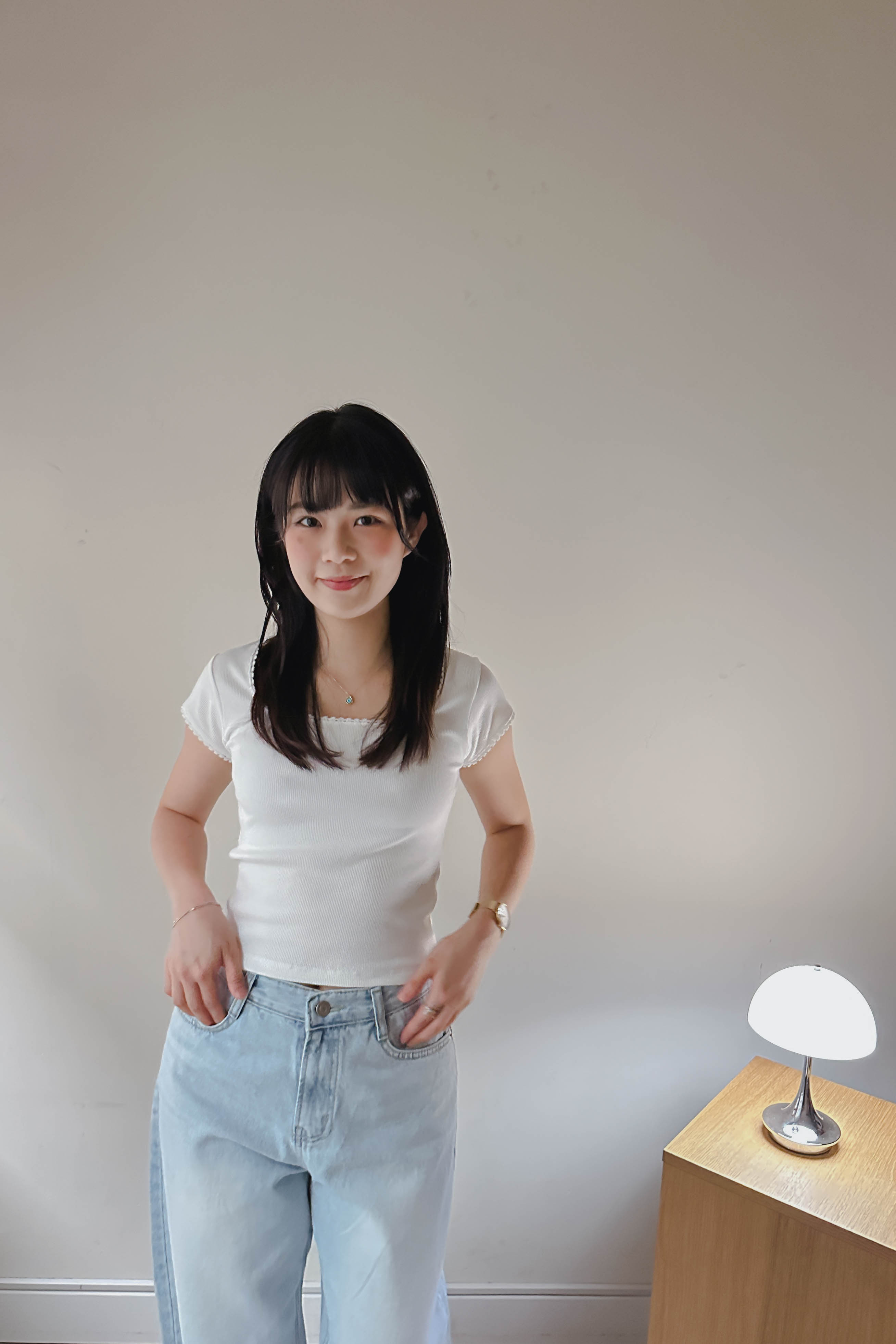 方領小花邊Crop Top (兩色)