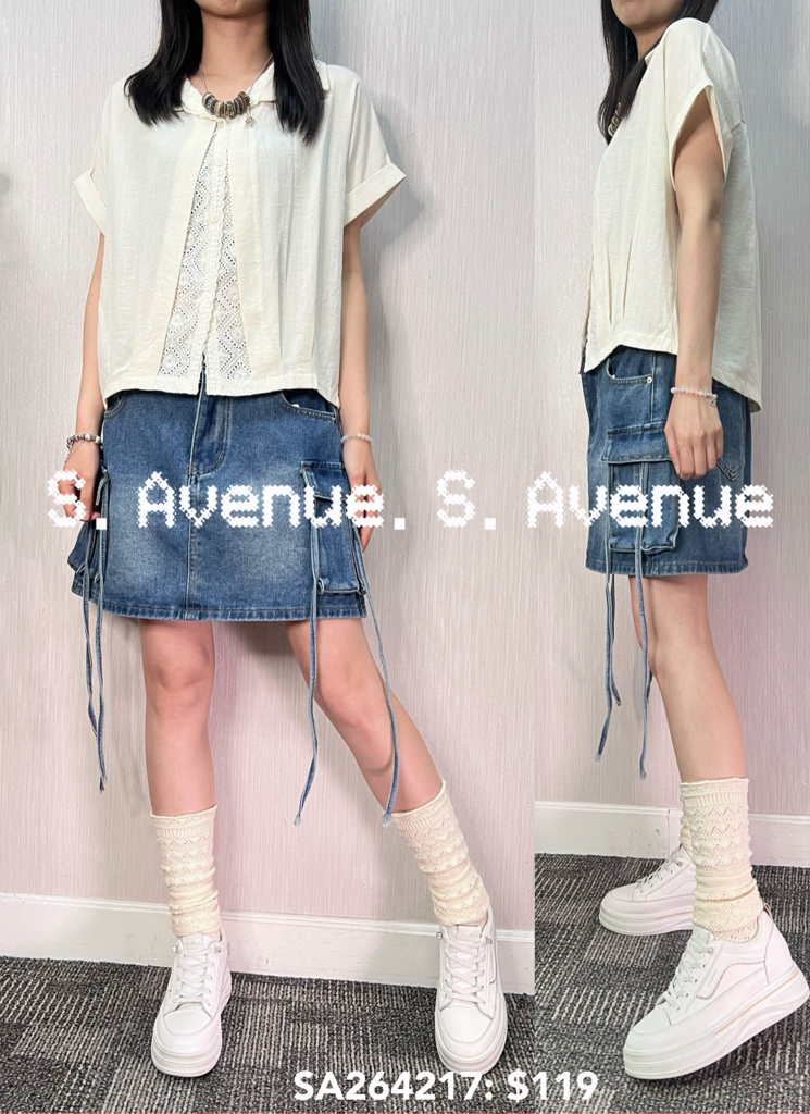 SA264217: 短袖中間lace shirt