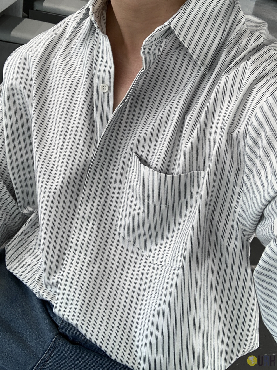 【100%保證韓國直送】韓國品牌原創系列 經典城市細條紋寬鬆棉質襯衫 👕 [1 color] RL114823