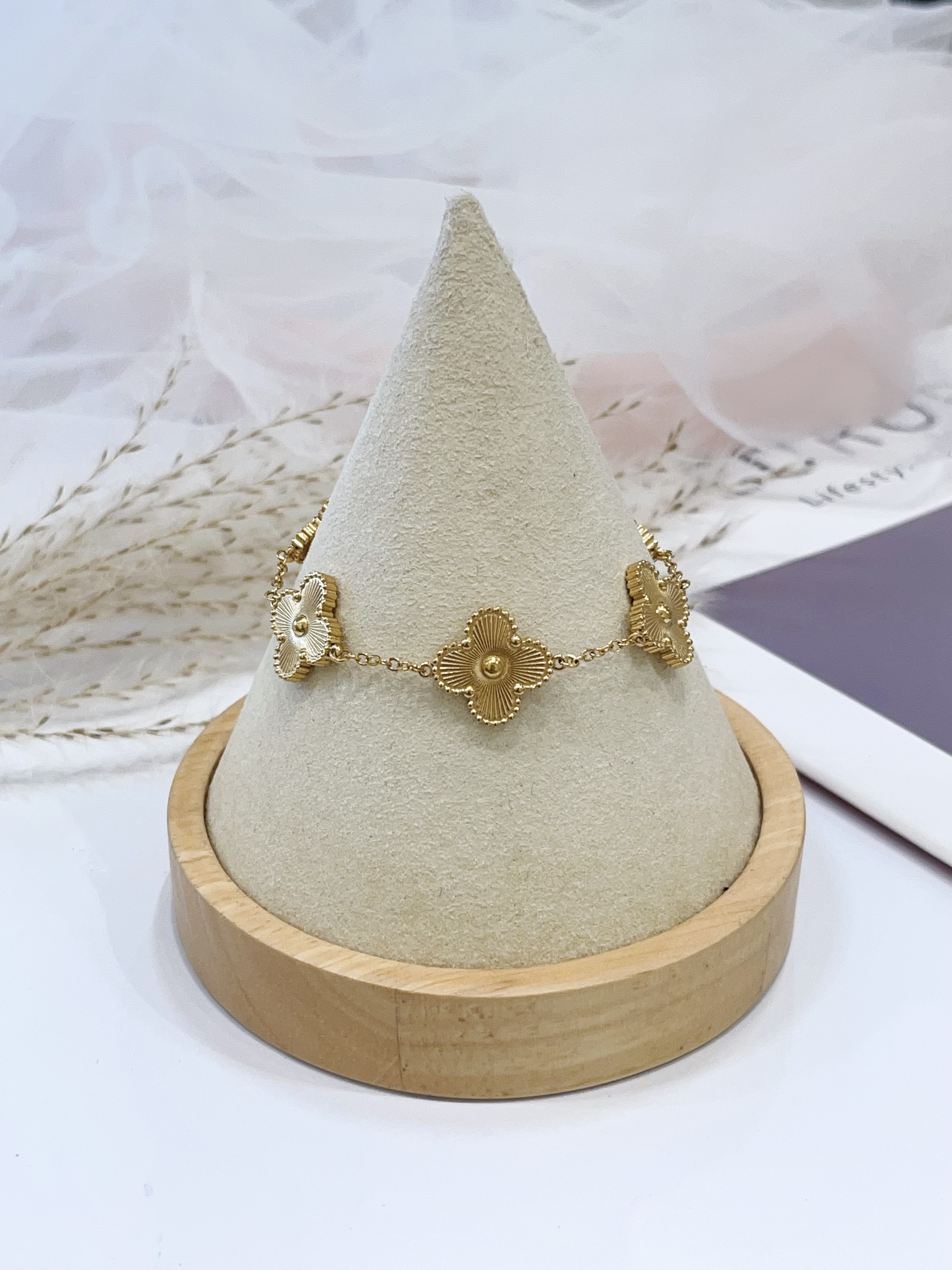 复古小花风 钛钢手链