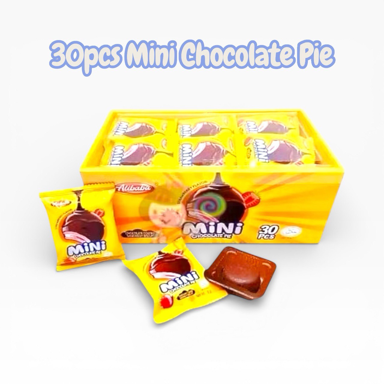 30pcs Alibaba Mini Chocolate Pie chocolate coated sandwich biscuit (Strawberry flavour)