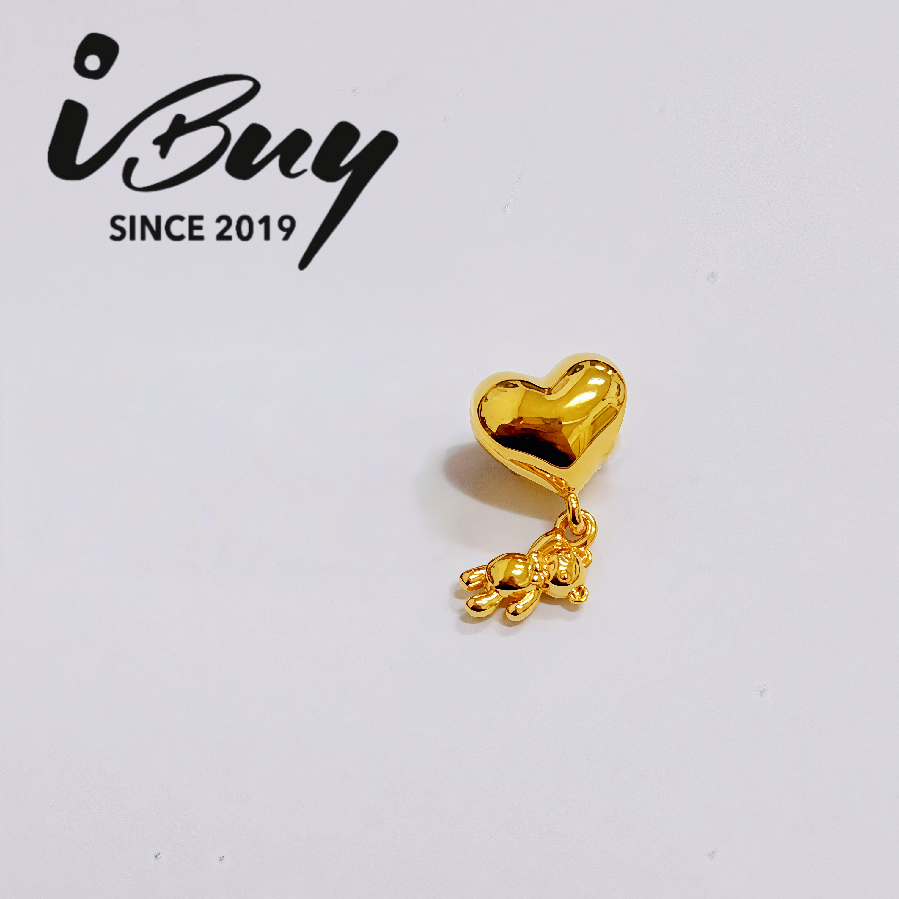 916 HARD GOLD HEART-BEAR BEAD 916 硬金 爱心小熊串咀