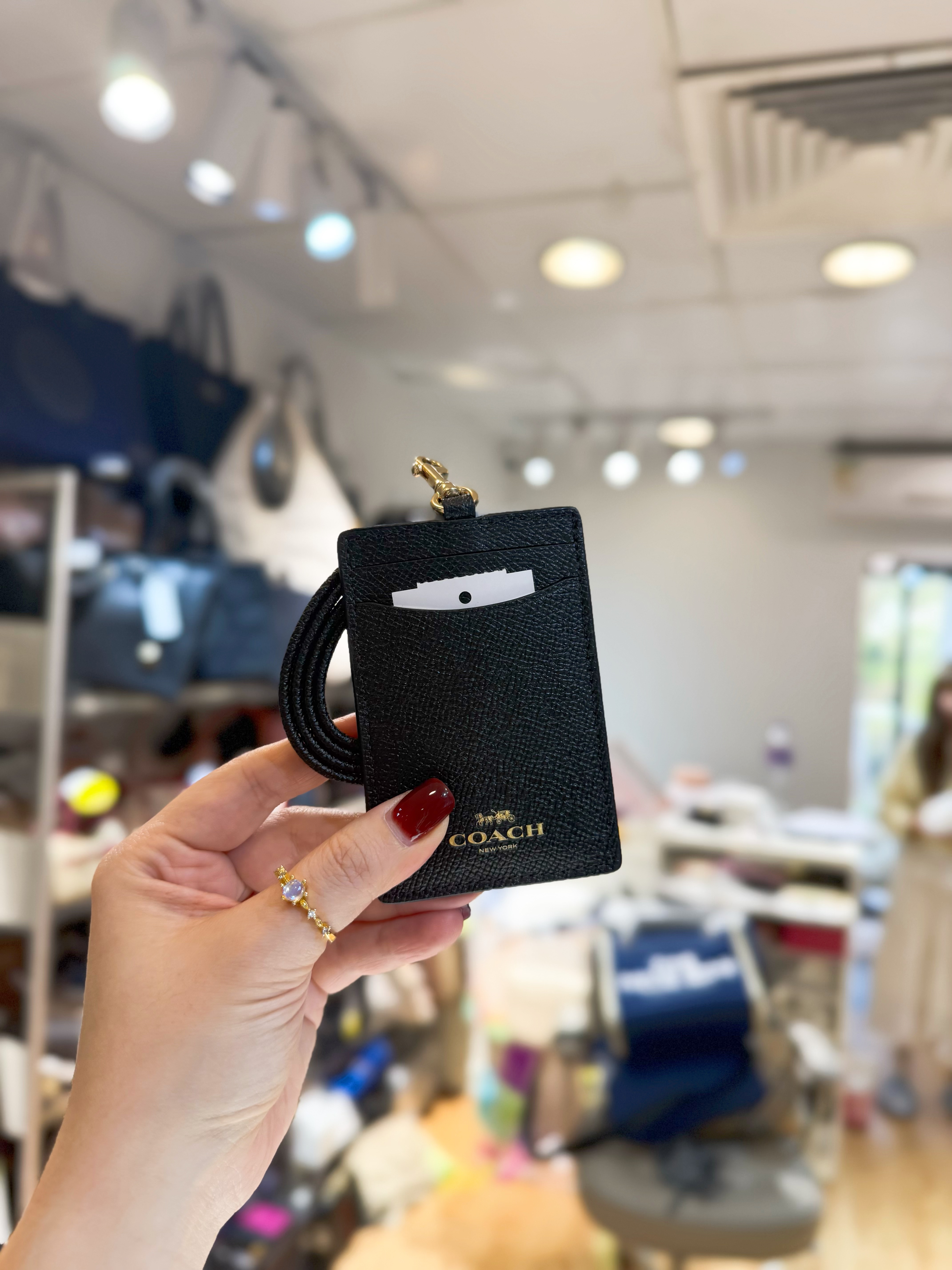 Coach lanyard card case sf/blk