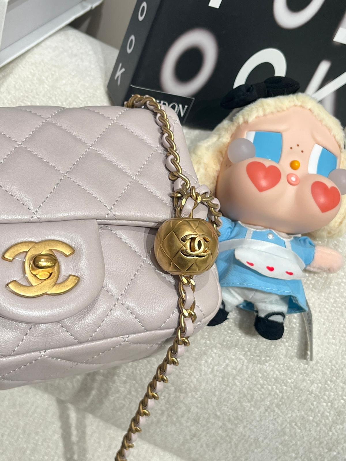 Chanel mini flap with pearl crush 金球方胖子 100%Authentic,98%new ✅晶片✅收據✅dust bag✅box