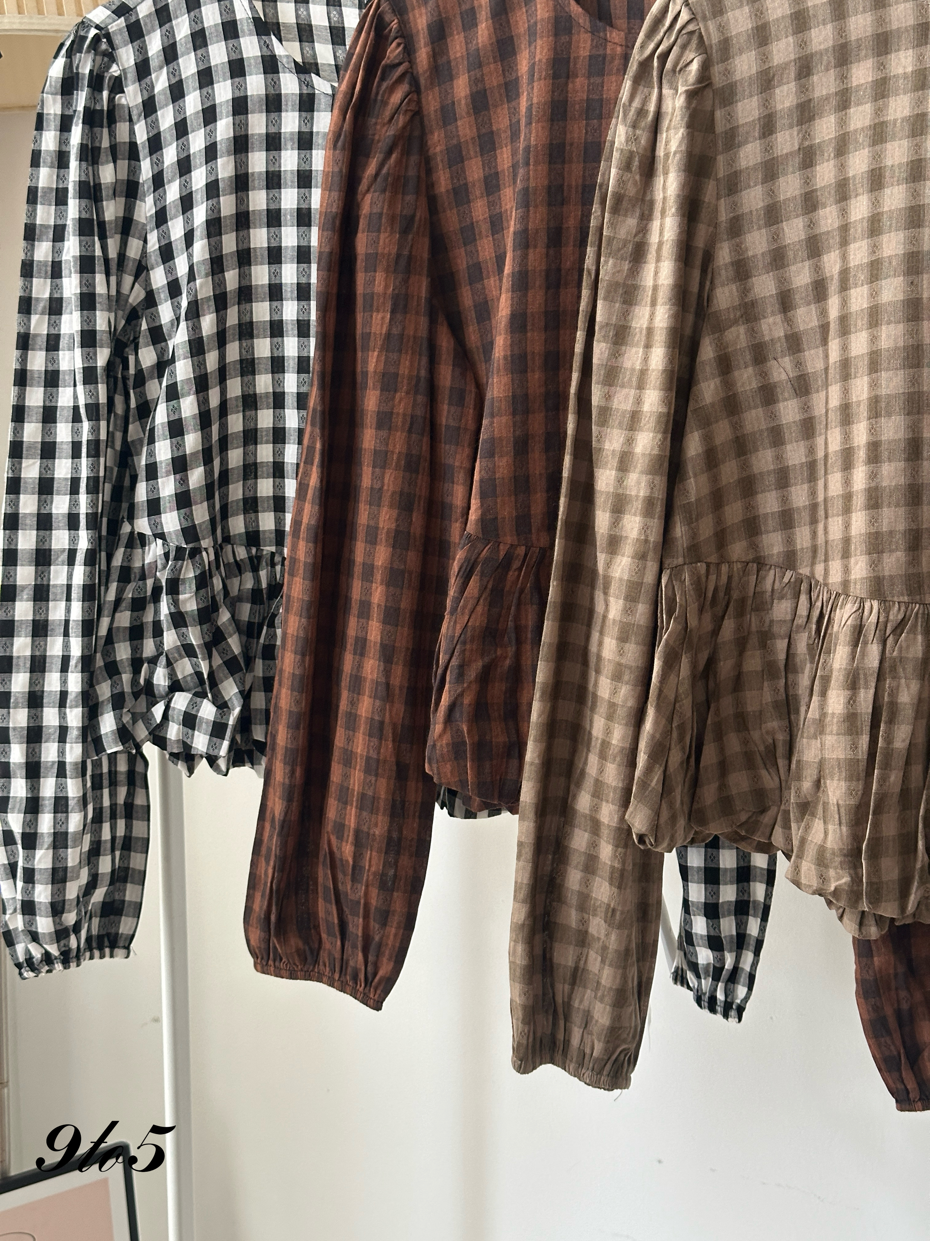 T4004 Checkered Peplum Top - 3 Colors