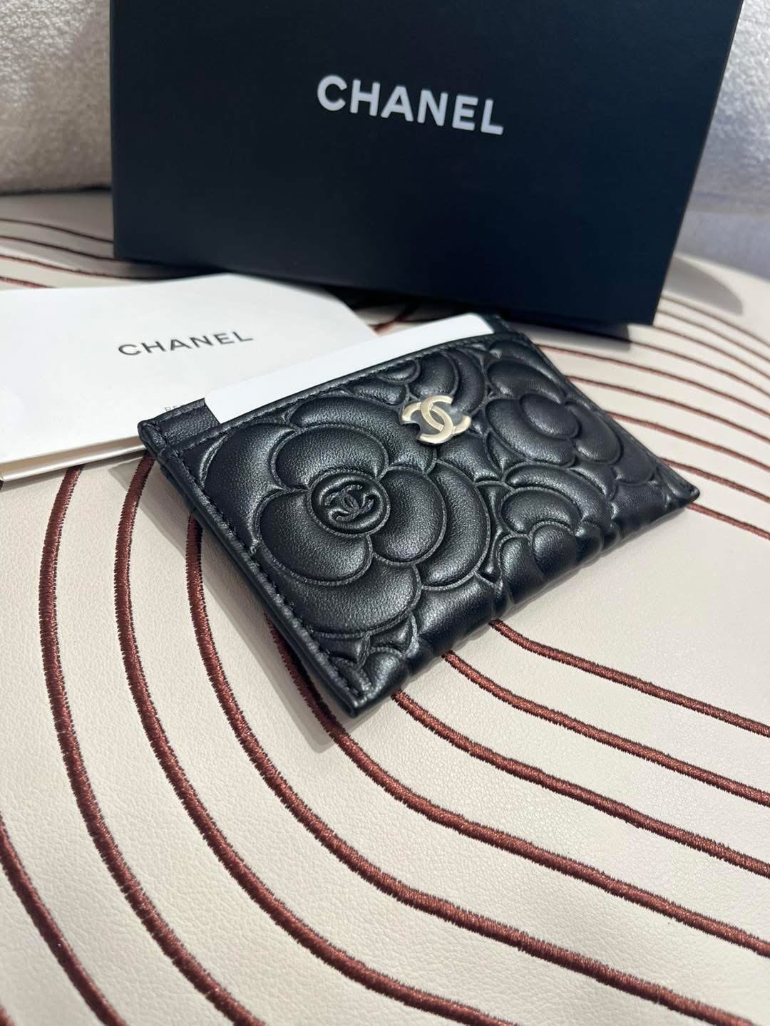未使用品 Chanel card holder 黑色牛皮山茶花卡片套100%Authentic, Unused未使用品 ✅Card ✅dust bag ✅box 