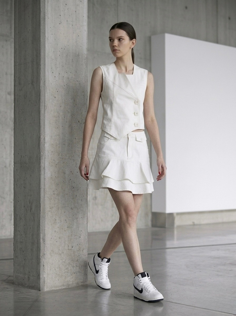 2109BS Luna Layered Ruffle Mini Skirt