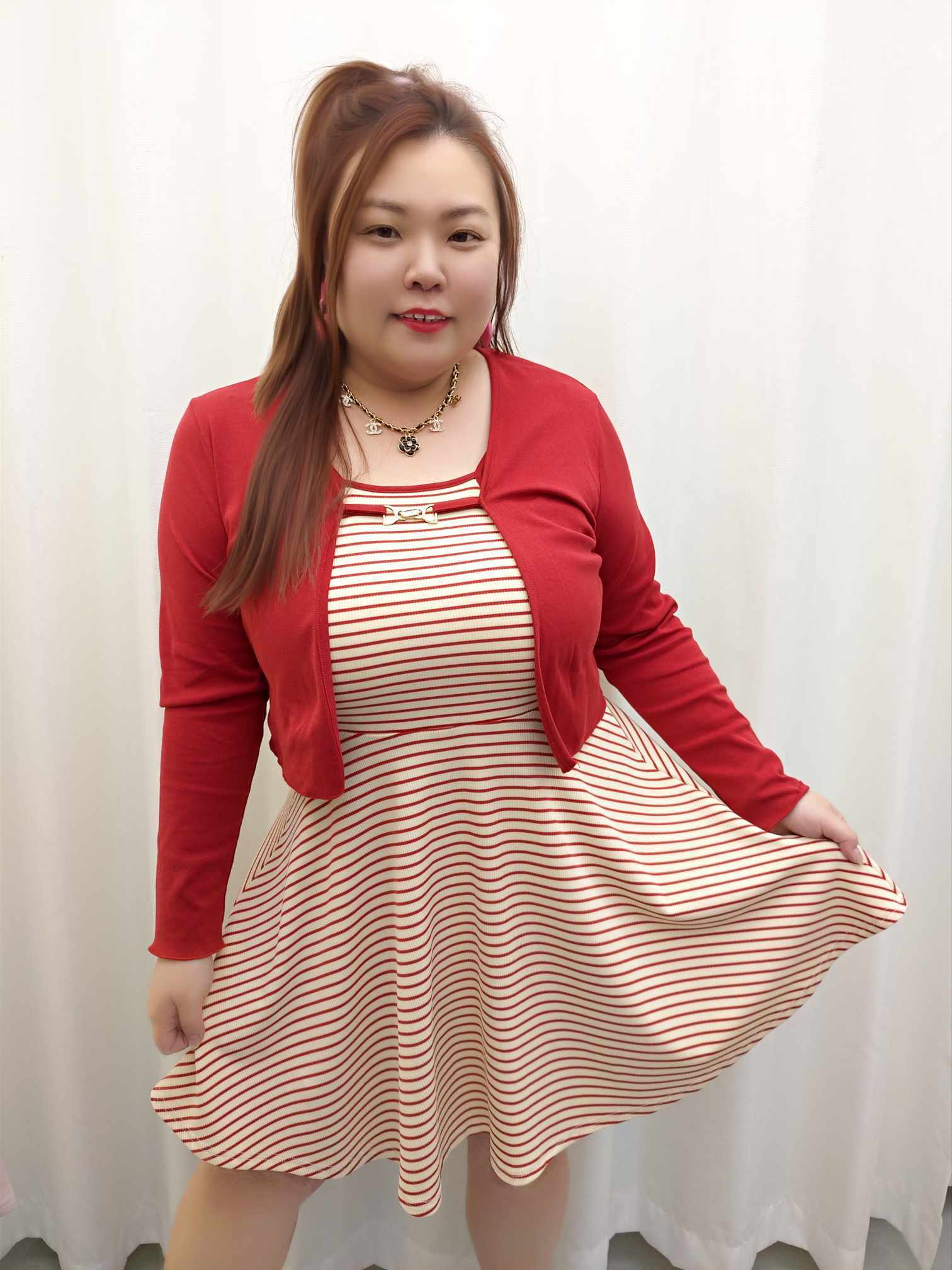 DDA04 8338(C9) 性感线条附垫两件式连衣裙