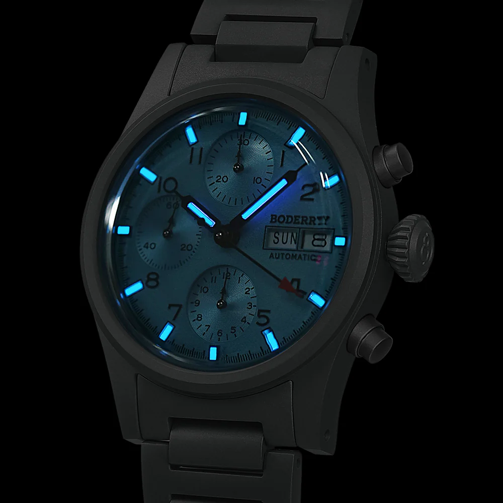 Boderry Landmaster Titanium Chronograph Automatic -  BD-A18T-07B Ice Blue 