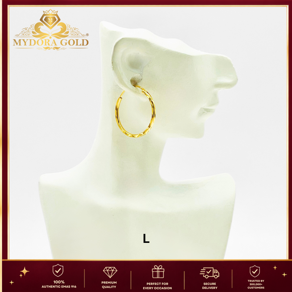 MYDORA Subang Bulat Donut | Fesyen Earrings EMAS 916/22K