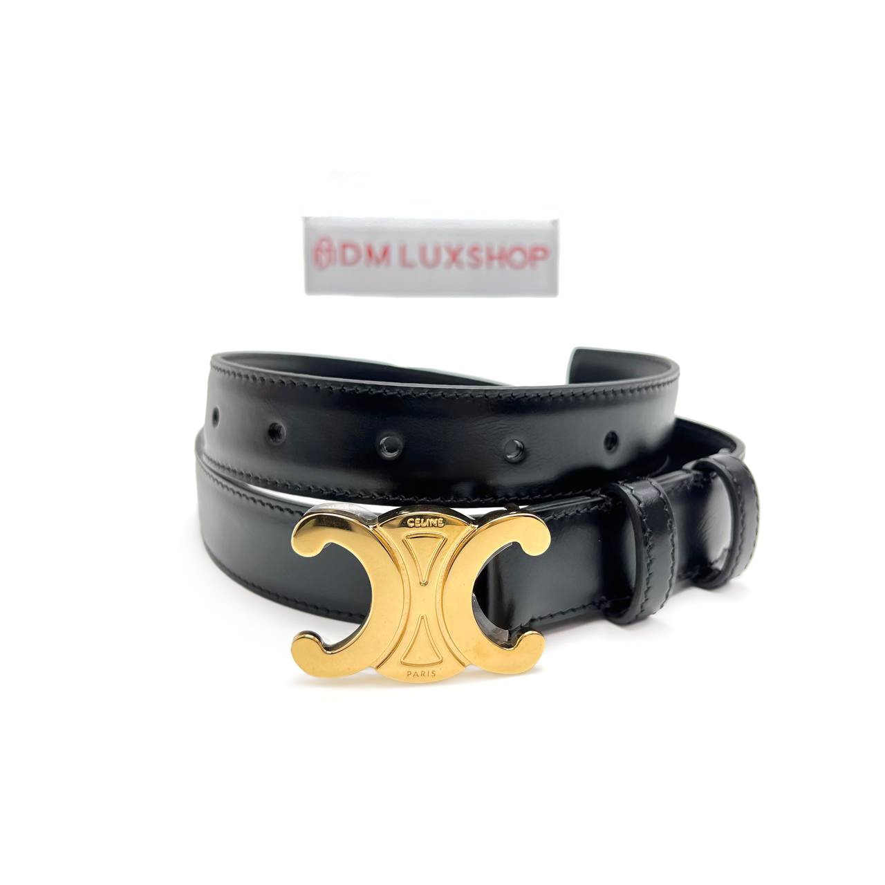 Celine Triomphe Belt 30mm Black GHW