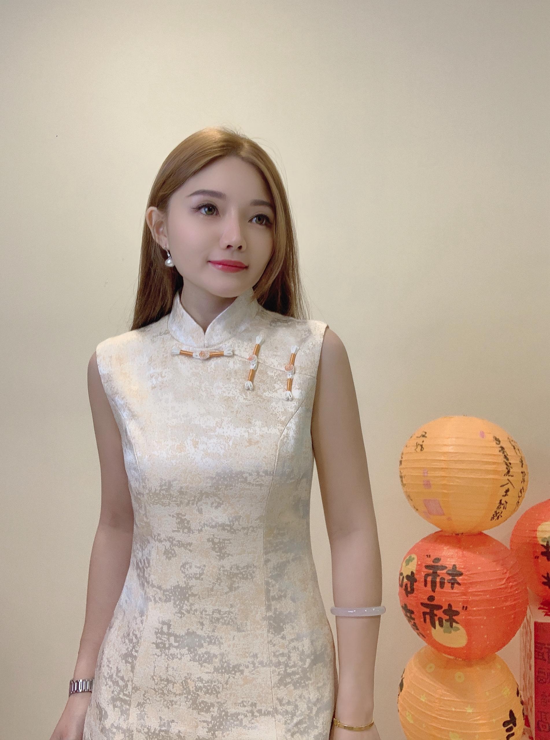 无袖旗袍连身裙 D0099