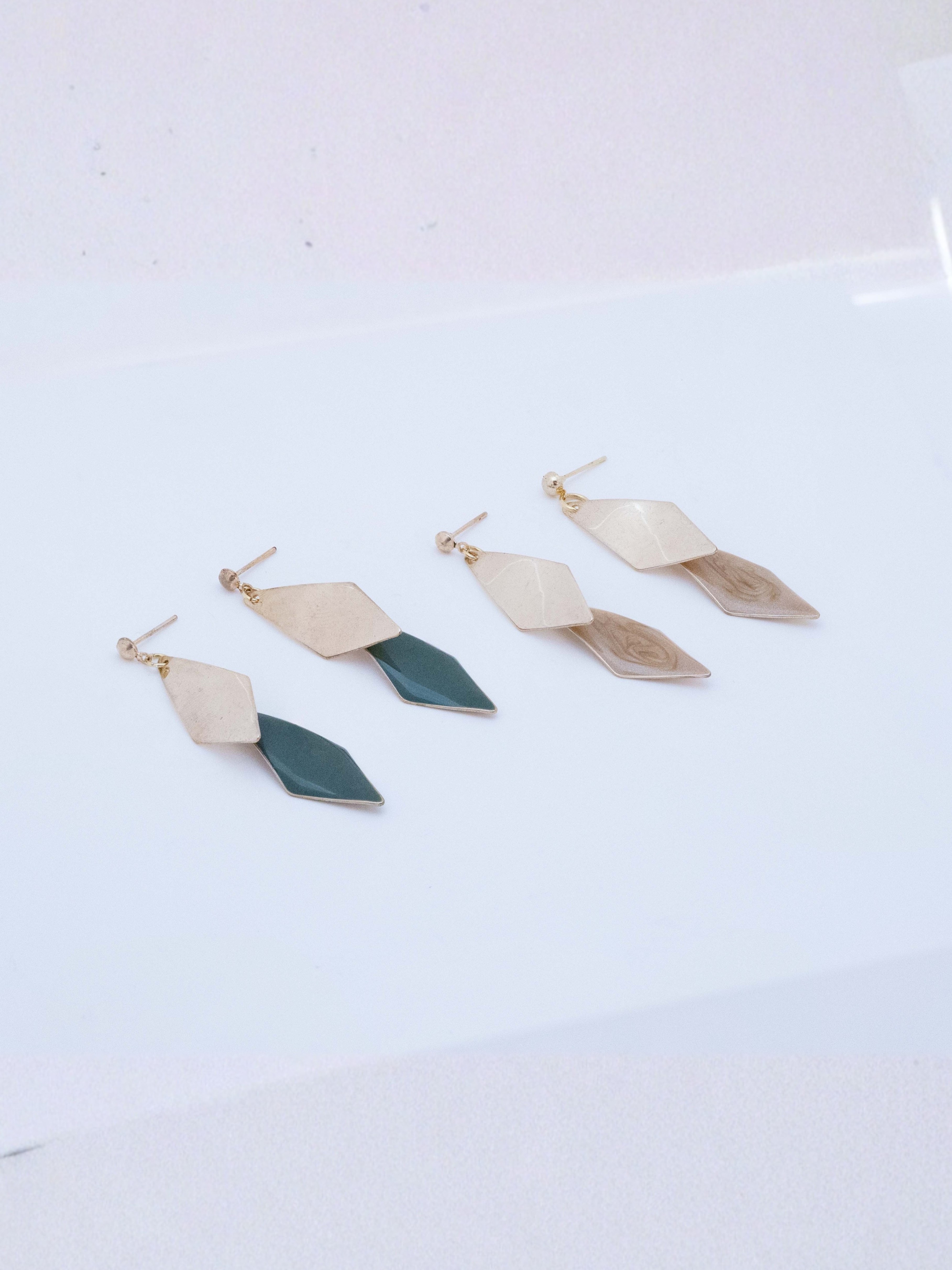 Modern Diamond Shape Drop Stud Earrings