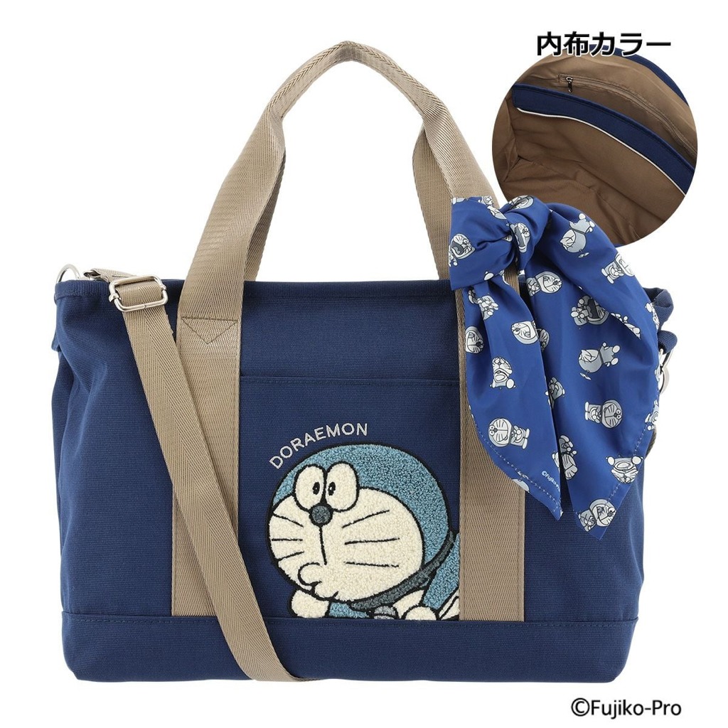 [訂貨] 多啦A夢手袋 斜孭袋 2WAY Bag 毛絨刺繡 L size 